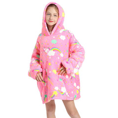 Kids Sherpa Fleece Hoodie Blanket with Sleeves