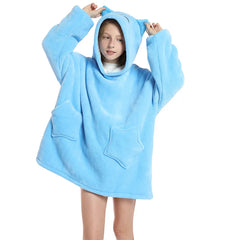 Kids Sherpa Fleece Hoodie Blanket with Sleeves